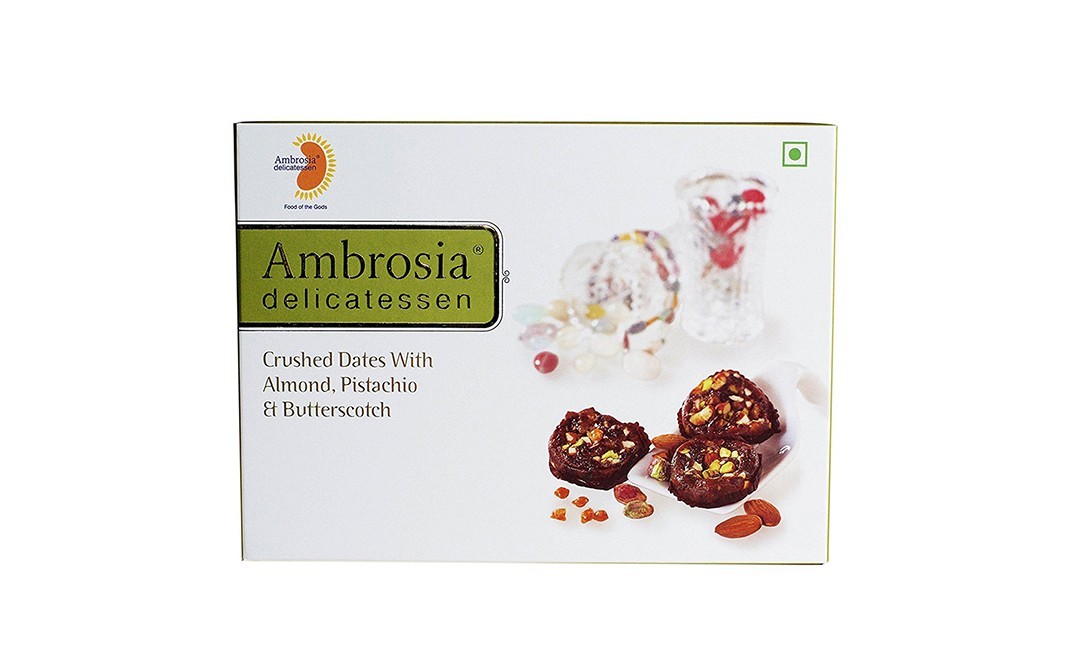Ambrosia Delicatessen Crushed Dates With Almond, Pistachio & Butterscotch   Box  250 grams